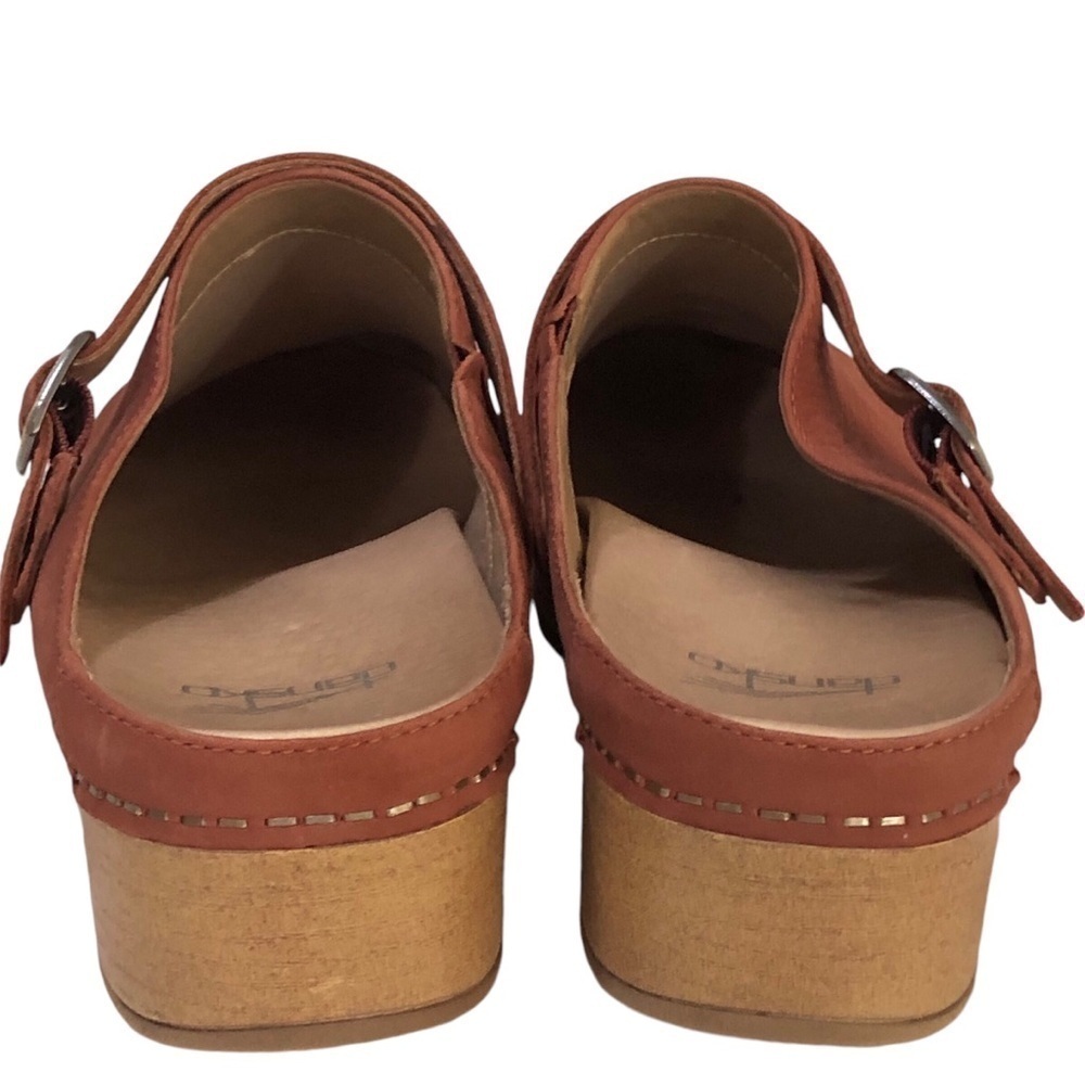 Dansko Berry Cinnamon Nubuck Burnished Leather Clogs Buckle size 11.5-12 US - Picture 8 of 11